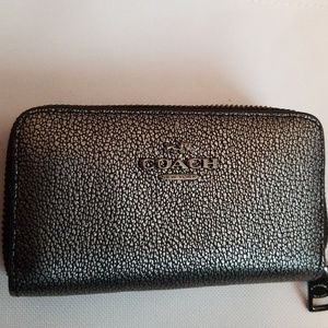 Coach gunmetal leather card case